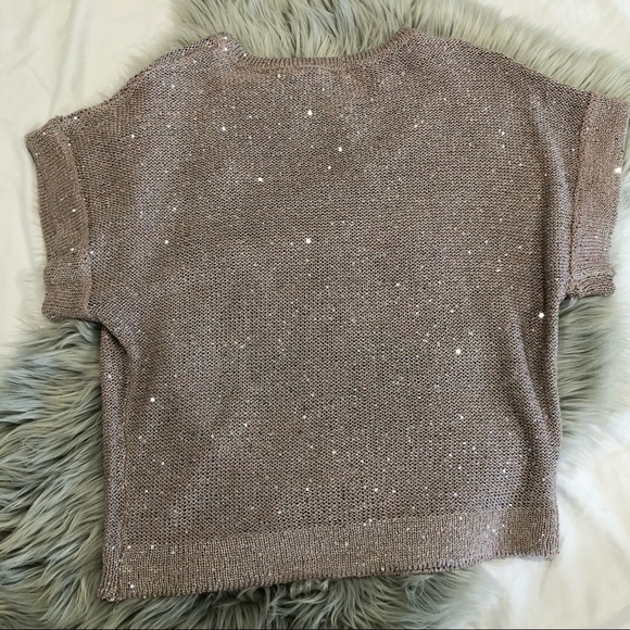 WD.NY Sequin Knit Top Taupe/Pink size Sm Med Large - Picture 7 of 9